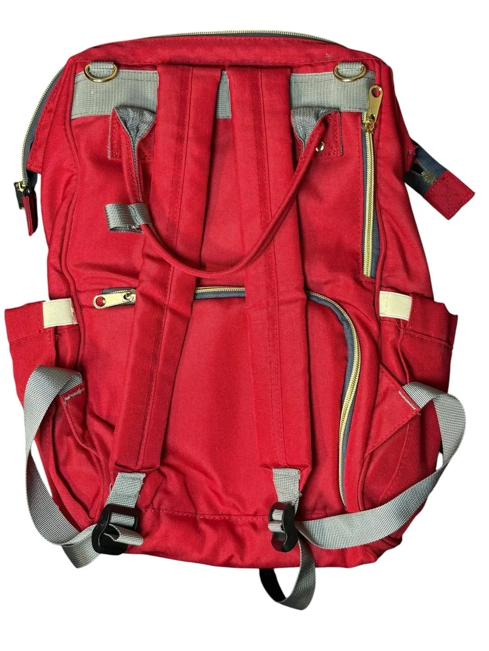 LeQueen Red Diaper Backpack Multi Pocket Baby Travel Bag